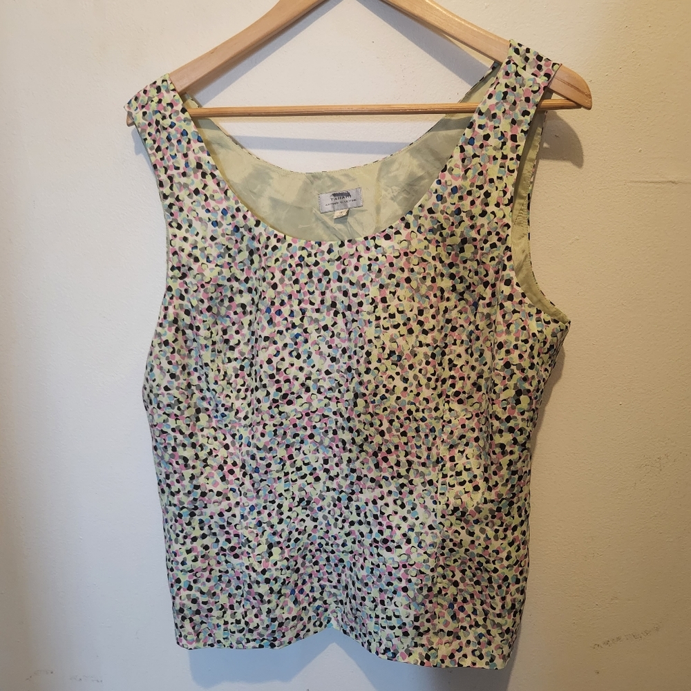 Tahari Pastel Pattern Blouse Tank 16 - Picture 1 of 4
